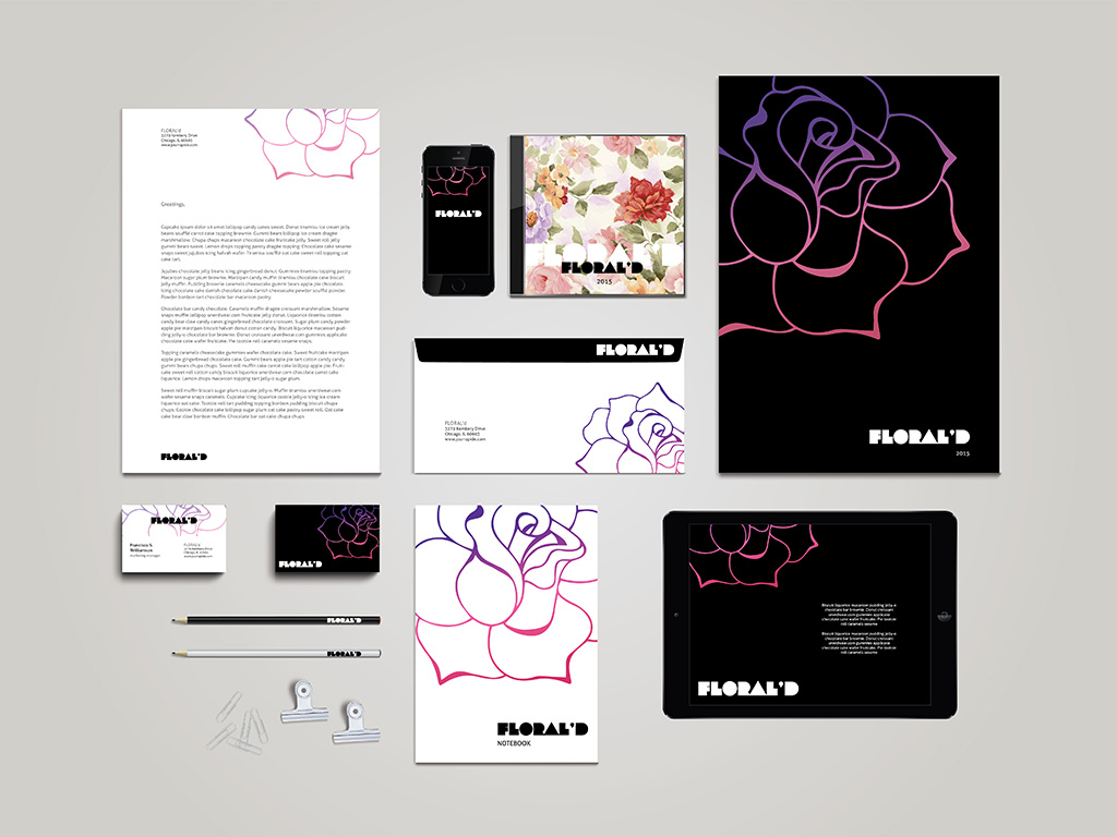 Download Floral Stationary Template + Mockup for Illustrator ...